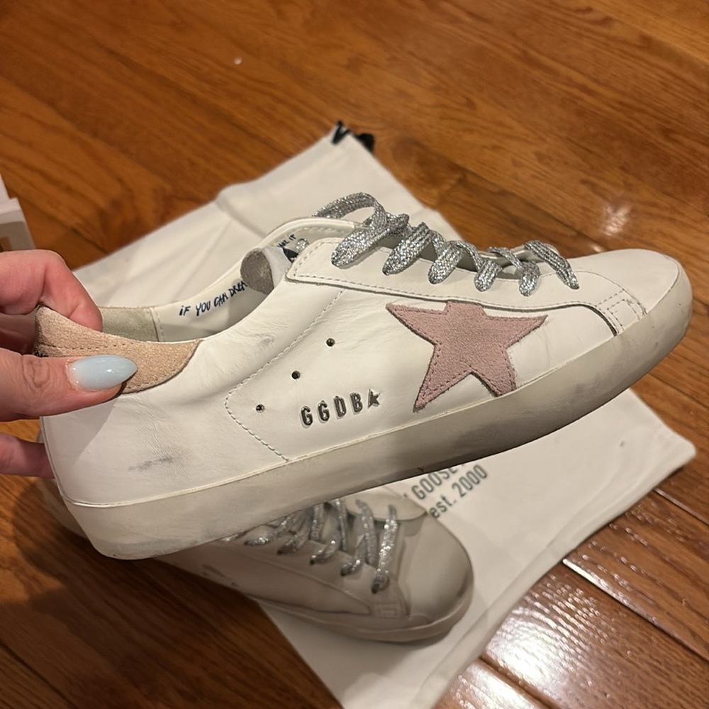 Golden Goose White and Pink Star Sneakers size 40 - Picture 3 of 5